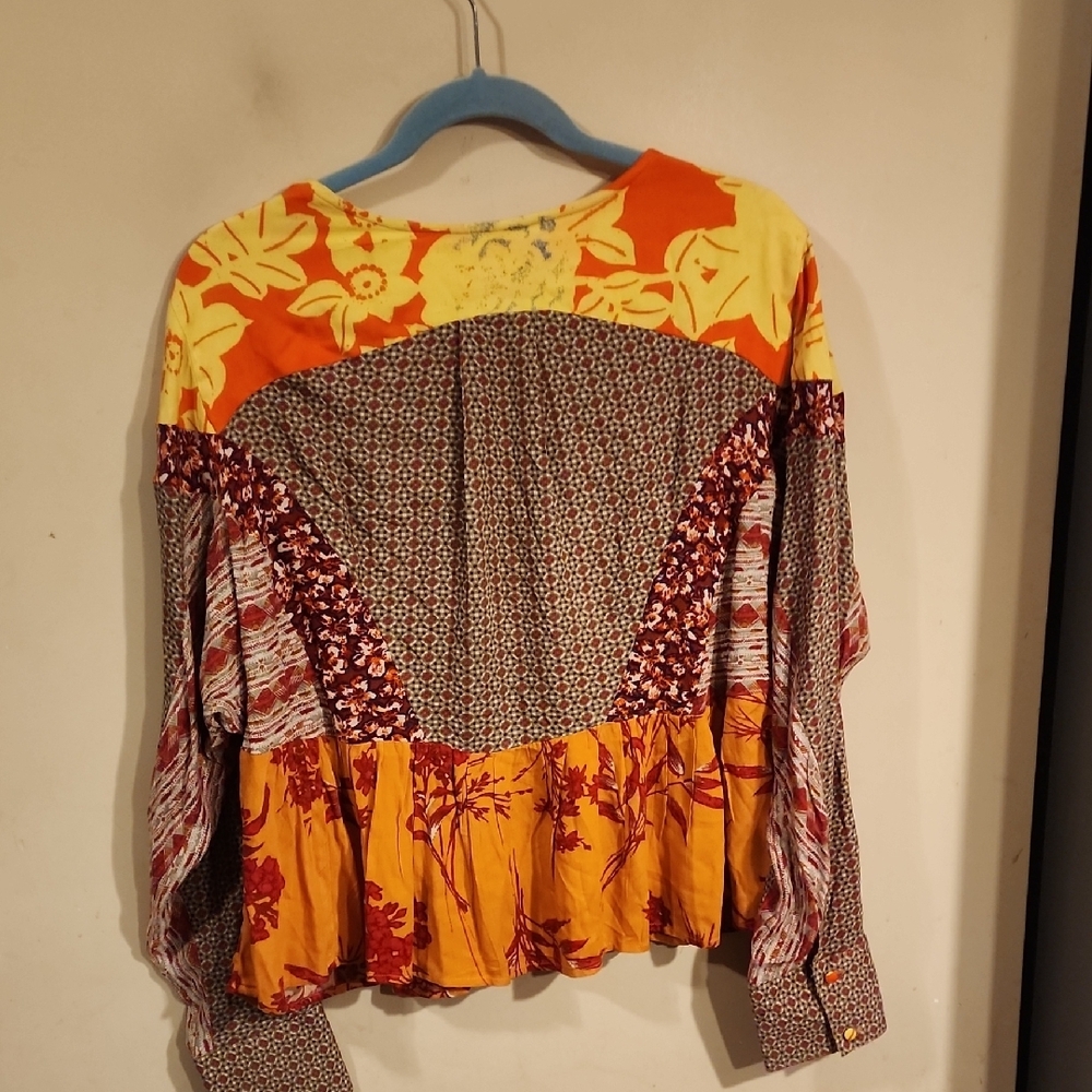 Free People Vibrant Patchwork Blouse - image 6